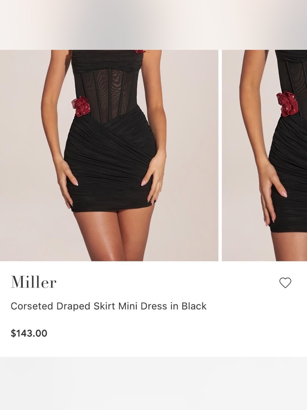 Oh Polly Miller Corseted Draped Skirt Mini Dress in Black